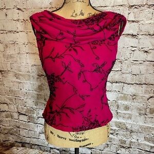 AD Andretta Donotello Silk Blouse Pink Blk Sz M